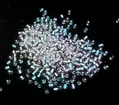 GLOW Glass Beads, 4mm 6/0 Glass Beads, Glow in Dark Transparent Beads with Pink Lining Beads, Rocailles Beads, Beading Supplies #2490