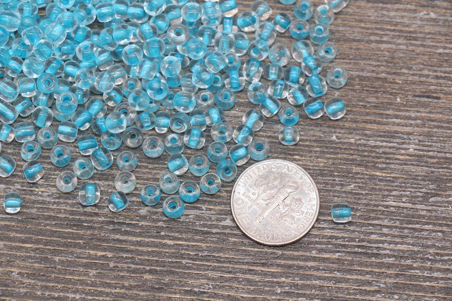 GLOW Glass Beads, 4mm 6/0 Glass Beads, Glow in Dark Transparent Beads with Blue Lining Beads, Rocailles Beads, Beading Supplies #2491