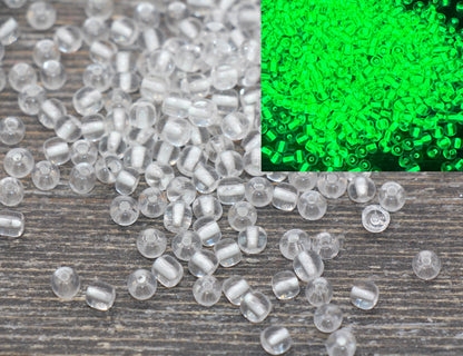 GLOW Glass Beads, 4mm 6/0 Glass Beads, Glow in Dark Transparent Beads with White Lining Beads, Rocailles Beads, Beading Supplies #2495