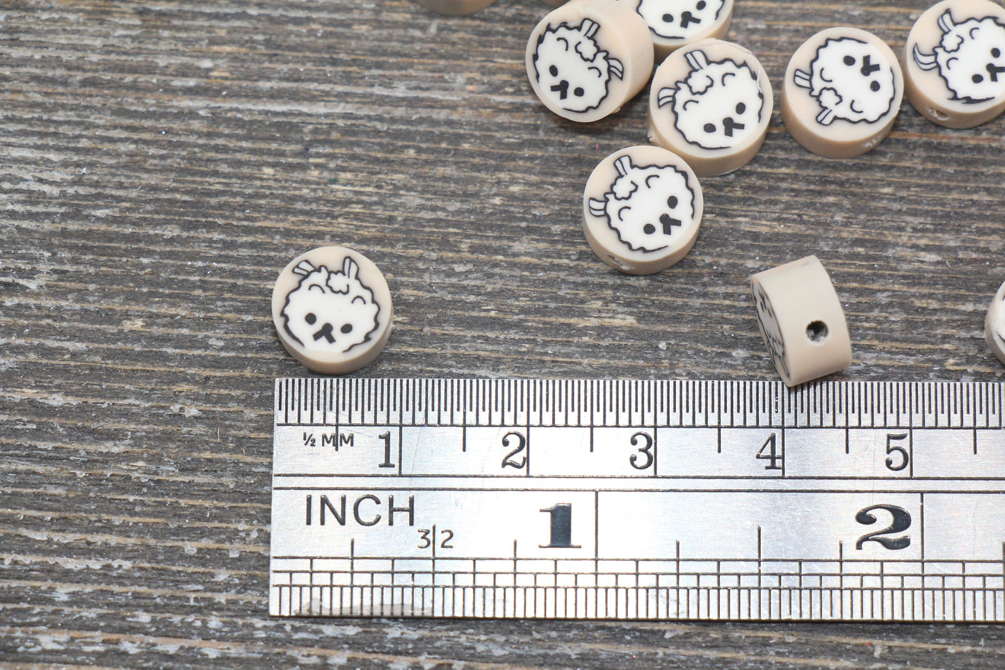 Kawaii Puppy Polymer Clay Beads, White Dog Clay Beads, Puppy Clay Loose Beads #155