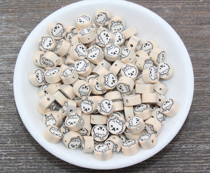 Kawaii Puppy Polymer Clay Beads, White Dog Clay Beads, Puppy Clay Loose Beads #155