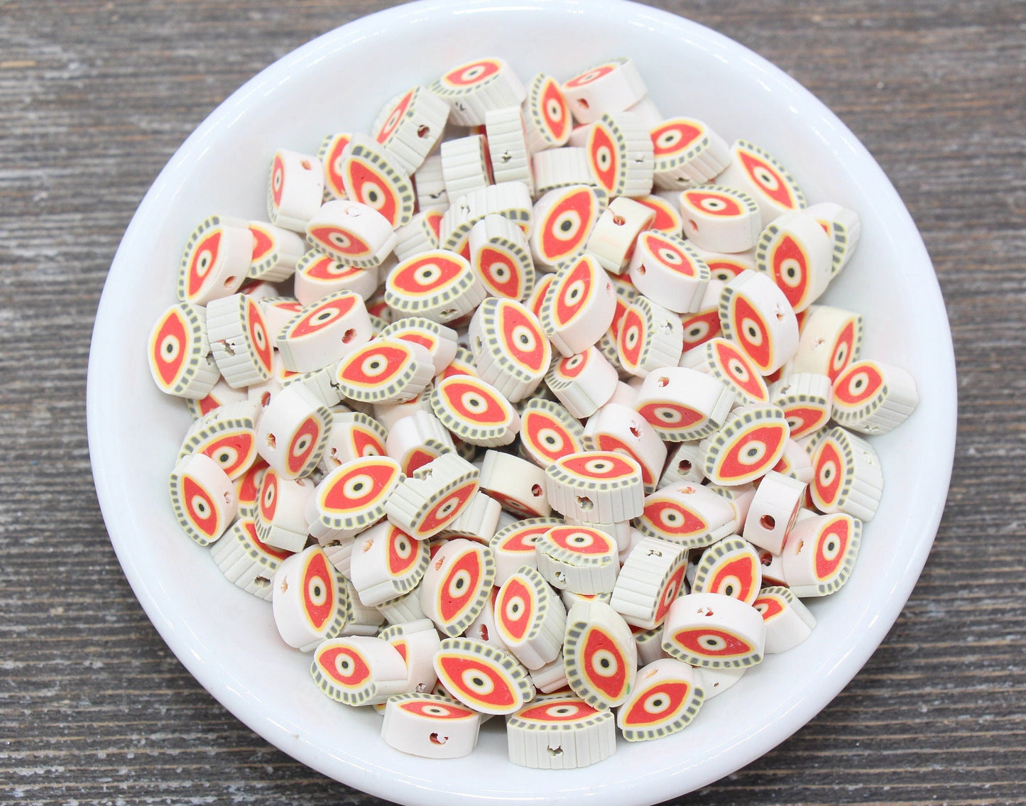 Evil Eye Polymer Clay Beads, Evil Eye Fimo Cane Beads, Evil Eye Beads, Evil Eye Slice Beads #158