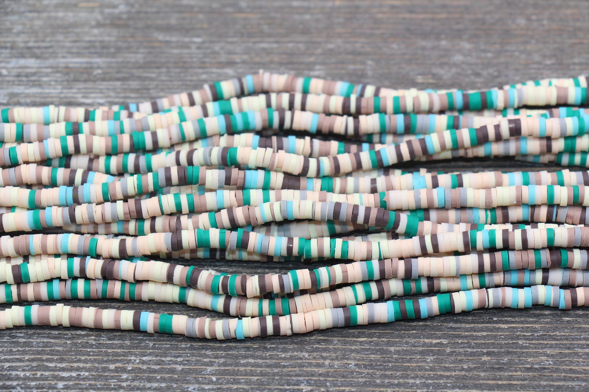 4mm Multicolored Heishi Beads, Multicolored Polymer Clay Disc Beads, Mix Color African Disc Beads, Vinyl Heishi, 16 inch Strand #13