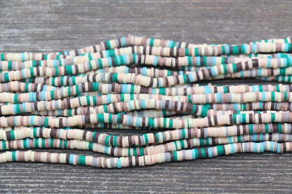 4mm Multicolored Heishi Beads, Multicolored Polymer Clay Disc Beads, Mix Color African Disc Beads, Vinyl Heishi, 16 inch Strand #13