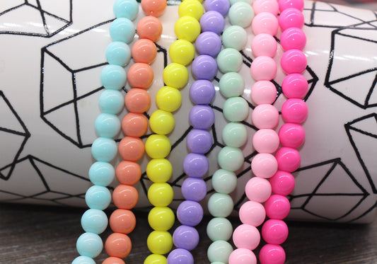 8mm Glass Beads, Round Glass Beads, Jewelry Glass Beads, Bracelet Beads