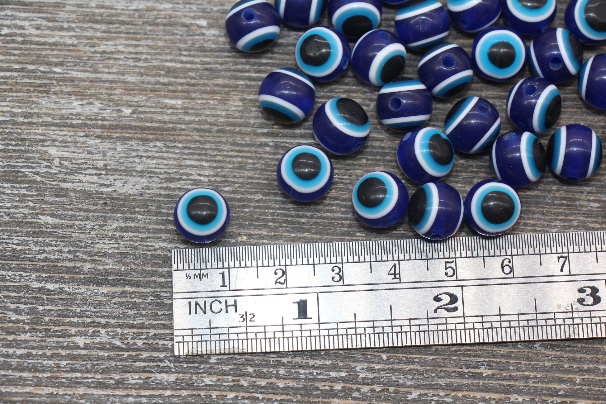 10mm Royal Blue Eyeball Beads, Chunky Round Evil Eyeball Beads, Turkish Eye Beads, Greek Eye Beads, Acrylic Eyeball Beads #2380