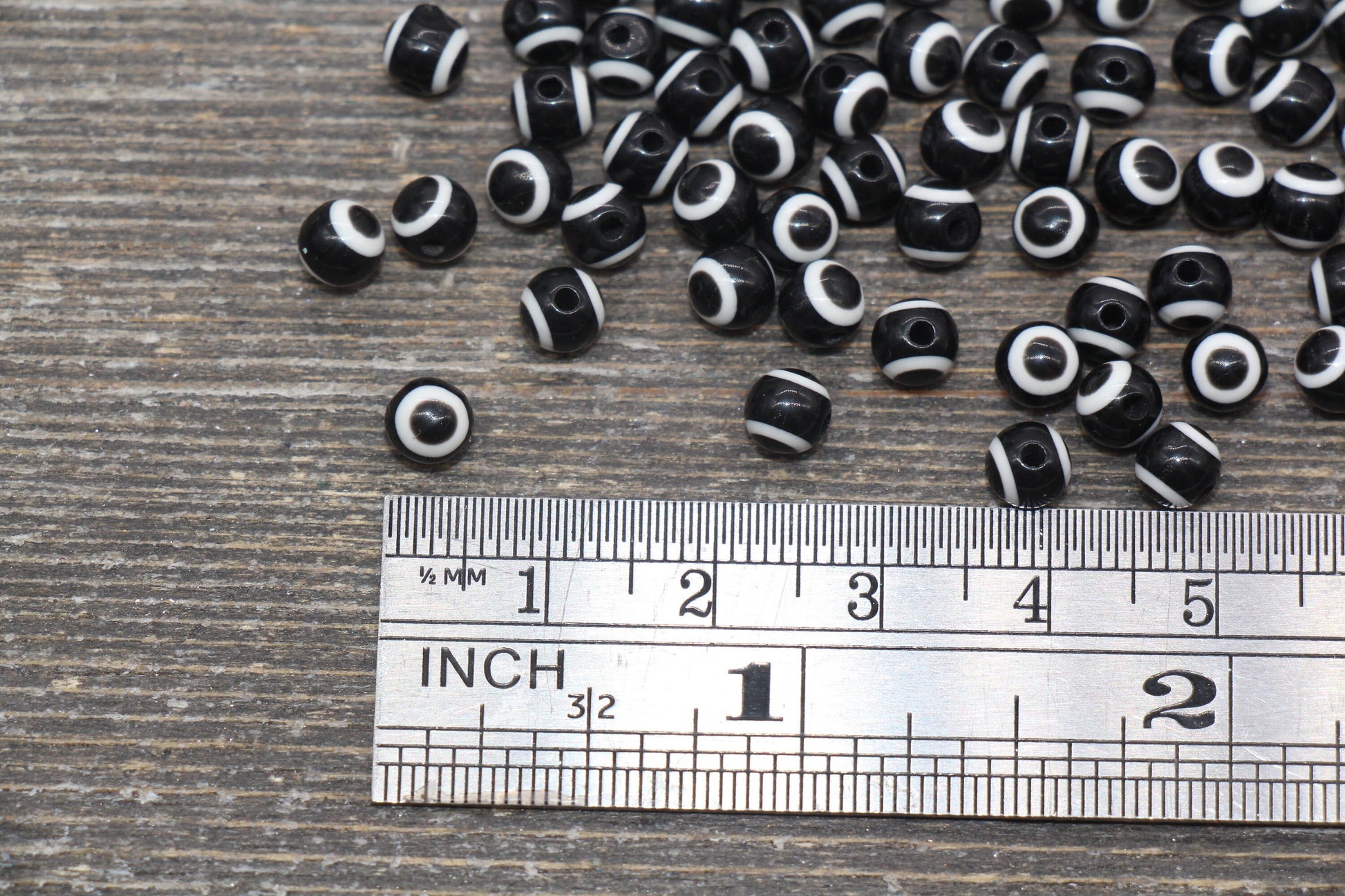 5mm Eyeball Beads, Black Evil Eye Beads, Round Evil Eyeball Beads, Turkish Eye Beads, Greek Eye Beads, Acrylic Eyeball Beads #2382