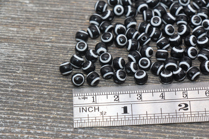 6mm Eyeball Beads, Black Evil Eye Beads, Round Evil Eyeball Beads, Turkish Eye Beads, Greek Eye Beads, Acrylic Eyeball Beads #2383