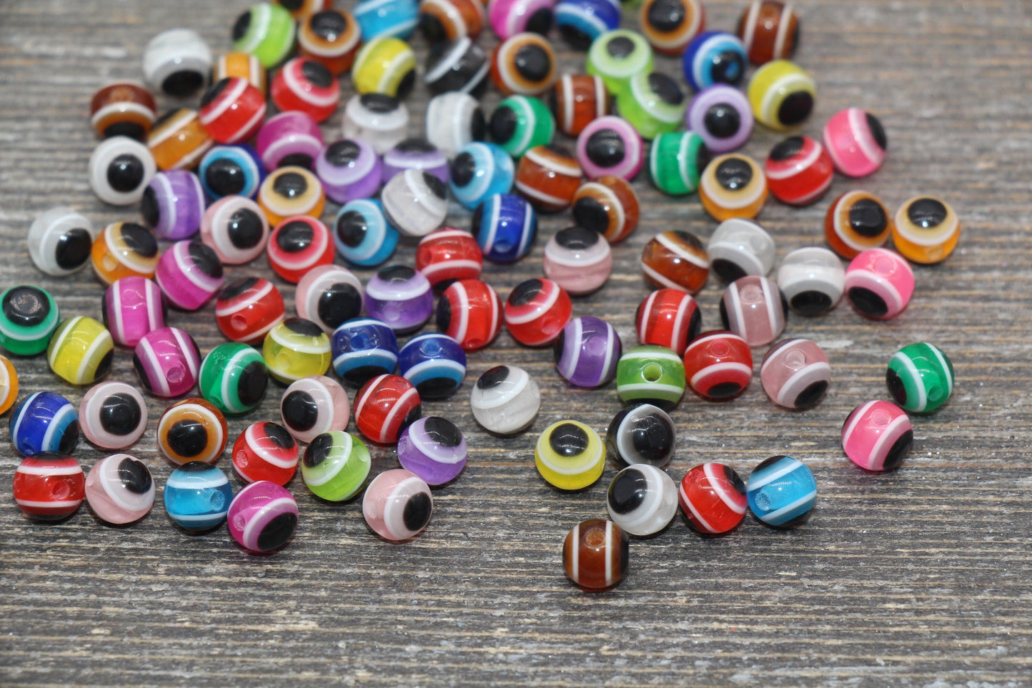 6mm Eyeball Beads, Multicolor Evil Eye Beads, Chunky Round Evil Eye Beads, Turkish Eye Beads, Greek Eye Beads, Acrylic Eyeball Beads #2389