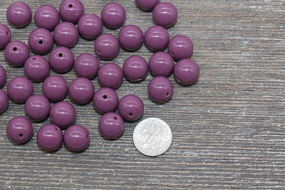 12mm Plum Gumball Beads, Round Acrylic Loose Beads, Bubblegum Beads, Chunky Beads, Gumball Beads, Smooth Plastic Round Beads #2502