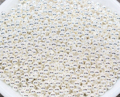 Silver Spacer Beads, Silver Round Beads, Round Silver Beads, Size 4mm 6mm Silver Beads