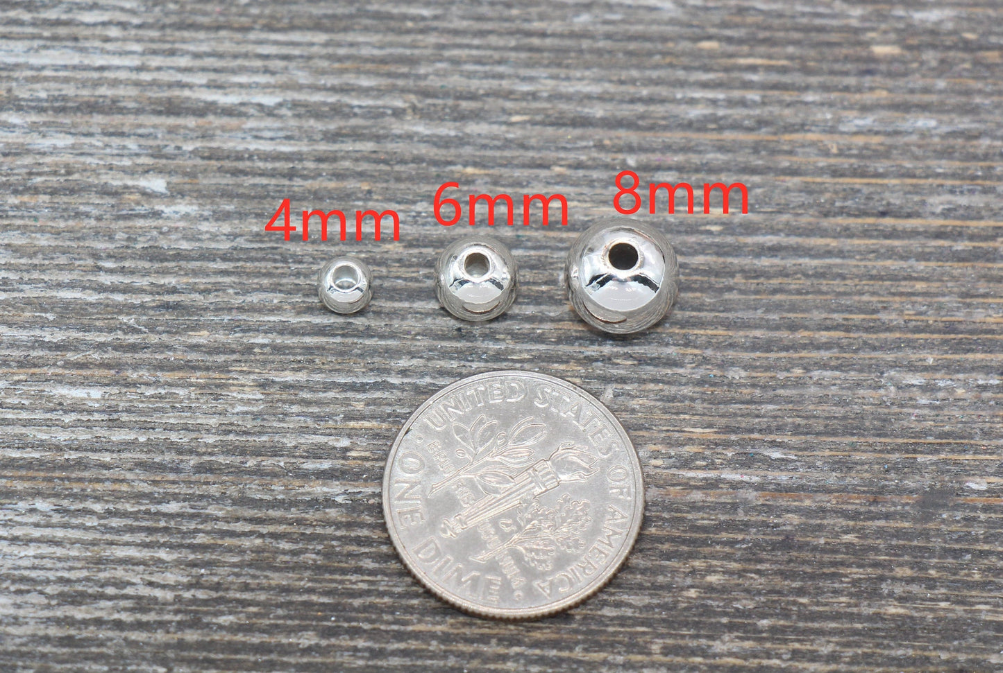 Silver Spacer Beads, Silver Round Beads, Round Silver Beads, Size 4mm 6mm Silver Beads