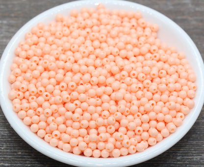 4mm Peach Round Beads, Acrylic Gumball Beads, Round Spacer Beads, Bubblegum Beads, Plastic Round Smooth Bead #840