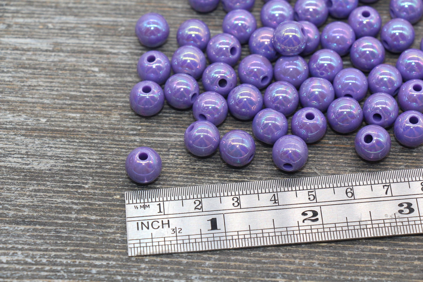 10mm Purple AB Gumball Beads, Iridescent Acrylic Loose Beads, Solid Bubblegum Beads, Sparkle Chunky Beads, Glossy Smooth Round Beads #2519