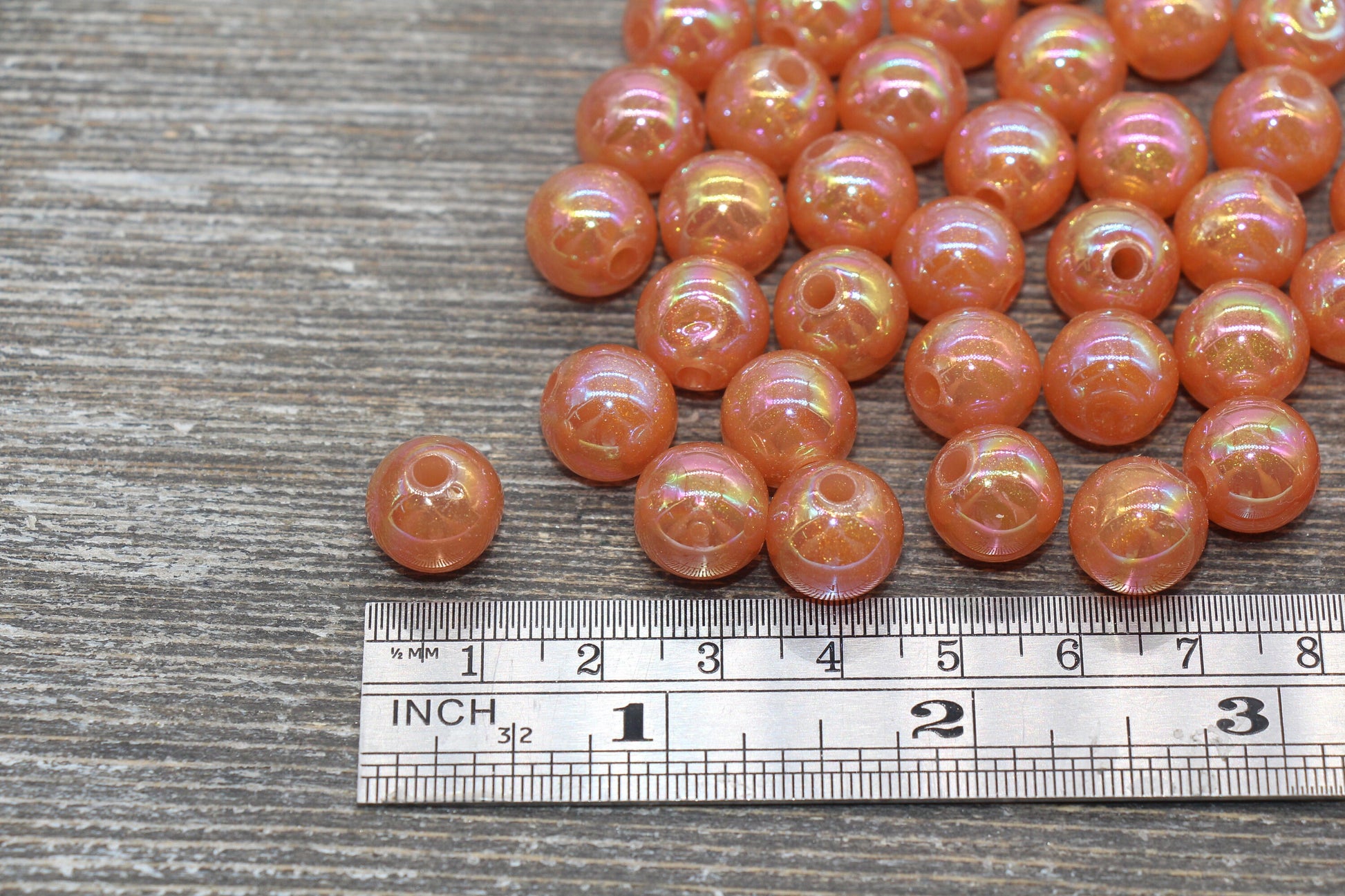 12mm Jelly AB with Glitter Gumball Beads, Iridescent Acrylic Loose Beads, Bubblegum Beads, Sparkle Glossy Chunky Round Beads #2528