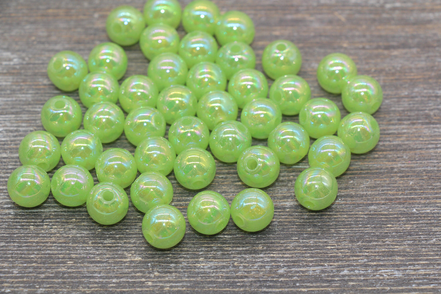 12mm Jelly Green AB with Glitter Gumball Beads, Iridescent Acrylic Loose Beads, Bubblegum Beads, Sparkle Glossy Chunky Round Beads #2530