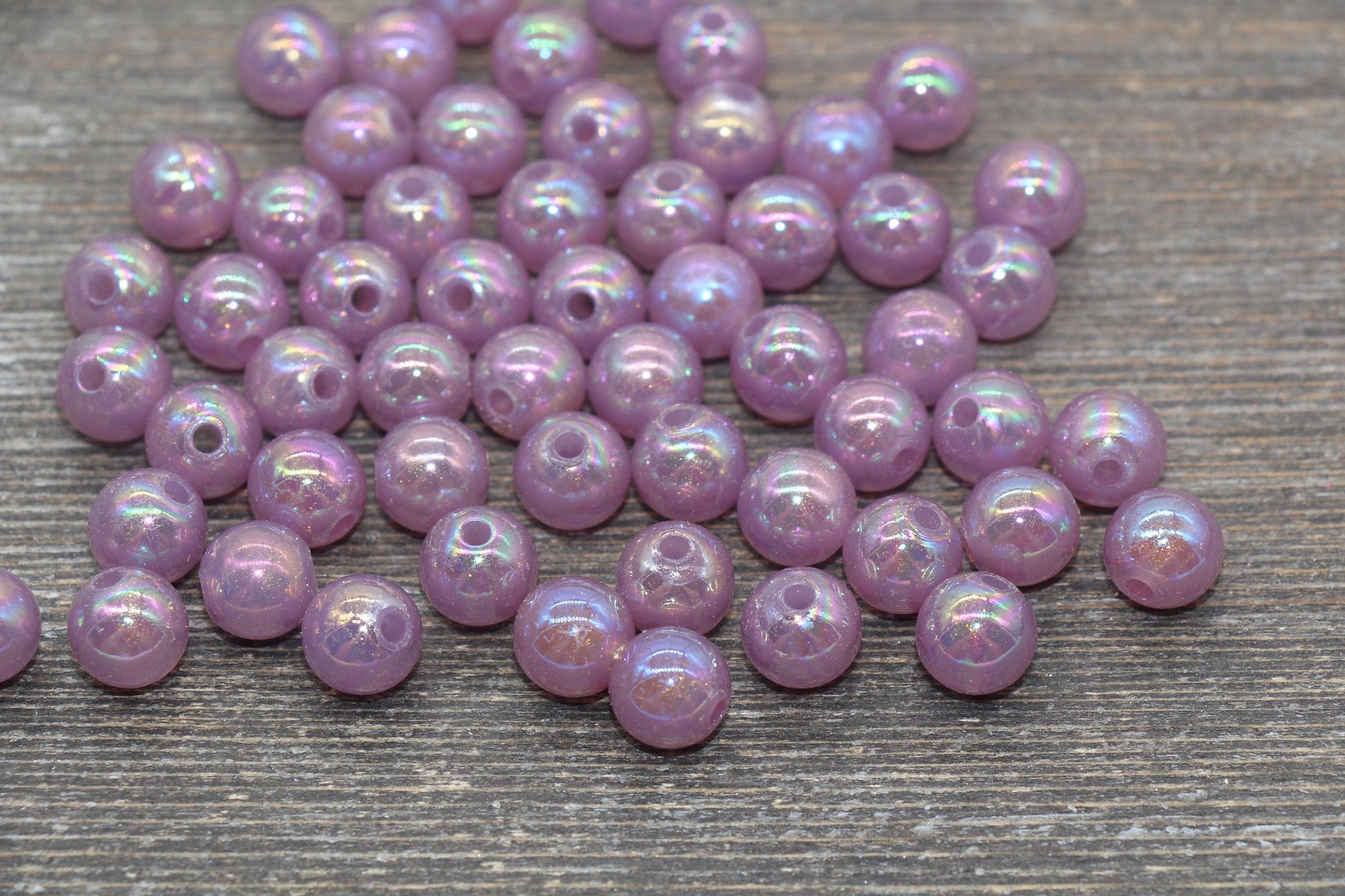 10mm Jelly Purple AB with Glitter Gumball Beads, Iridescent Acrylic Loose Beads, Bubblegum Beads, Sparkle Glossy Chunky Round Beads #2533