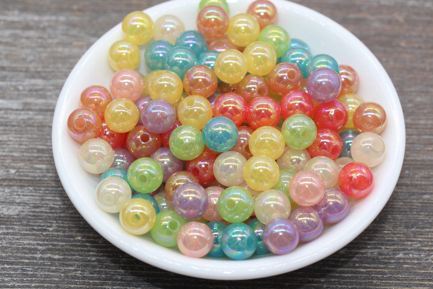 10mm Jelly Multicolor AB with Glitter Gumball Beads, Iridescent Acrylic Loose Beads, Bubblegum Beads, Sparkle Chunky Round Beads #2537