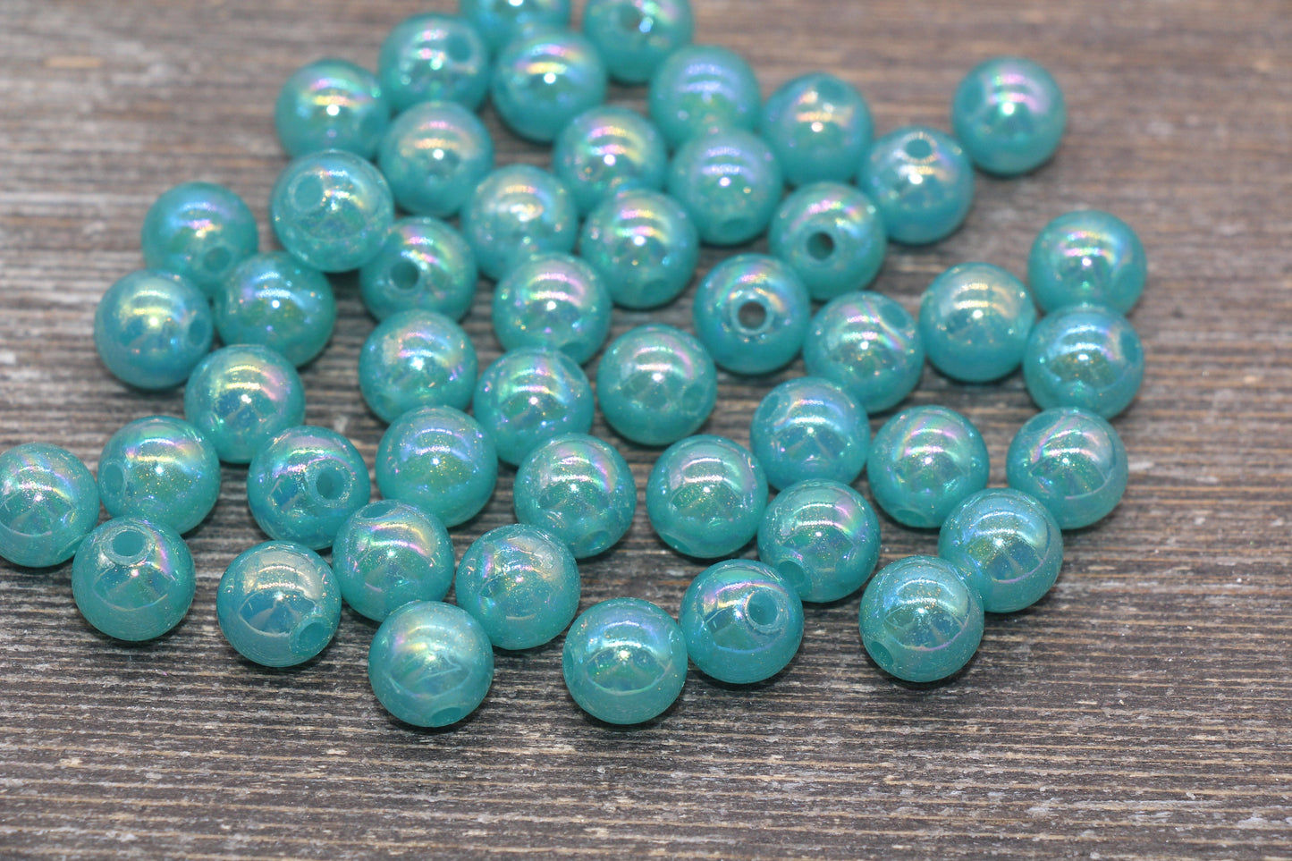 10mm Jelly Blue AB with Glitter Gumball Beads, Iridescent Acrylic Loose Beads, Bubblegum Beads, Sparkle Glossy Chunky Round Beads #2539