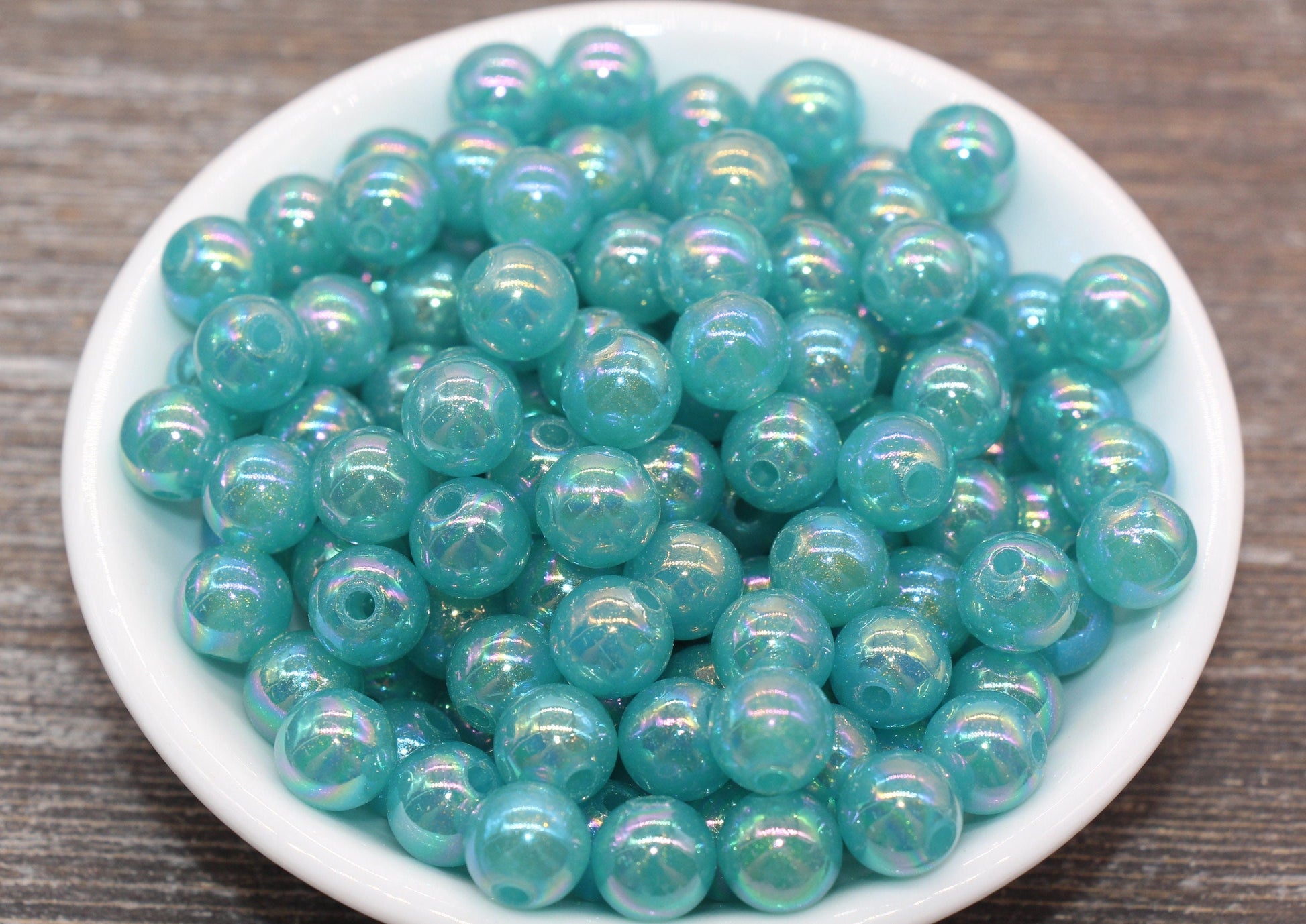 10mm Jelly Blue AB with Glitter Gumball Beads, Iridescent Acrylic Loose Beads, Bubblegum Beads, Sparkle Glossy Chunky Round Beads #2539