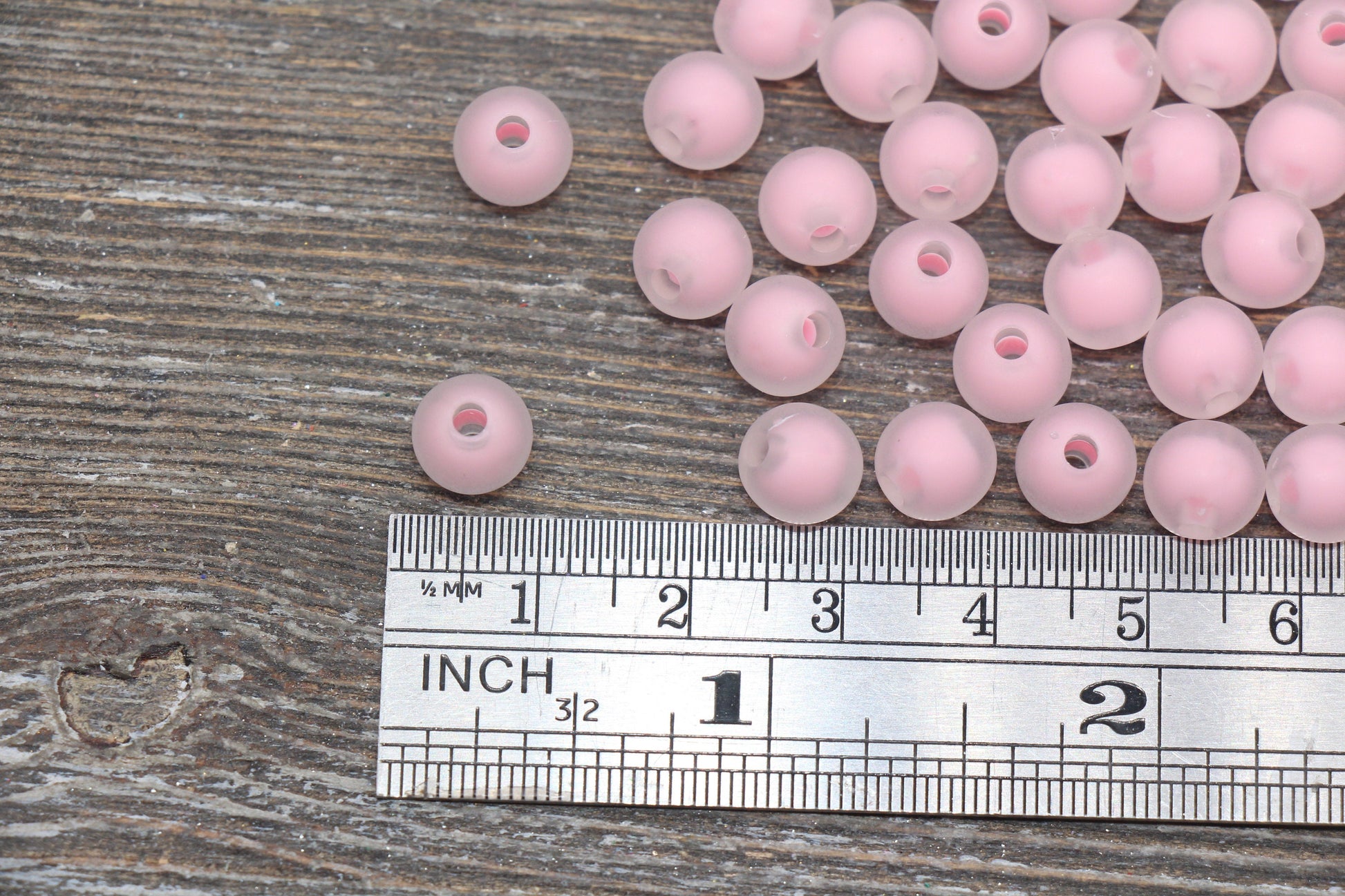 8mm Matte Pink Round Beads, Frosted Pink Acrylic Round Gumball Beads, Bubblegum Beads, Plastic Round Bead, Chunky Beads, #588