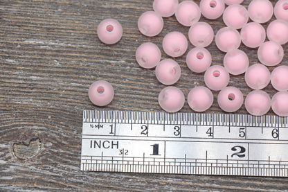 8mm Matte Pink Round Beads, Frosted Pink Acrylic Round Gumball Beads, Bubblegum Beads, Plastic Round Bead, Chunky Beads, #588