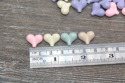 Multicolored Heart Shimmer Beads, Heart Shape Beads, Chunky Heart Beads, Mix Color Beads #50