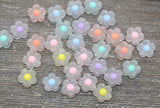 Matte Flower Beads, Frosted Mix Color Flower Beads, Multicolored Flower Shape Acrylic Beads, Bracelet Beads, Jewelry Beads #706