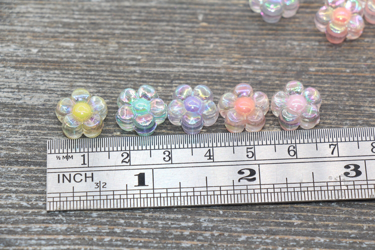 Multicolor AB Flower Beads, Iridescent Mix Color Flower Beads, Multicolored Flower Shape Acrylic Beads, Bracelet Beads, Jewelry Beads #700