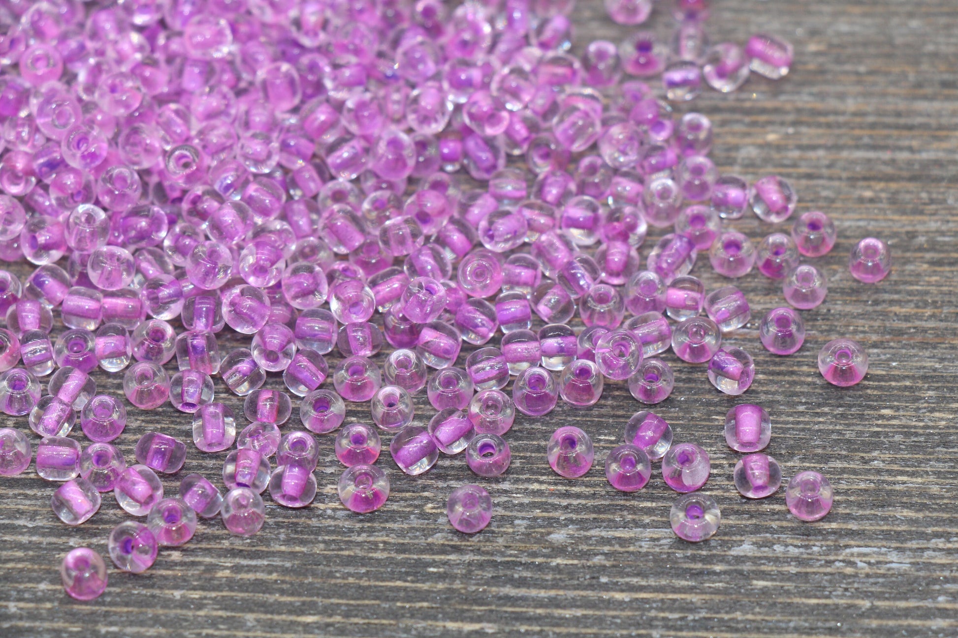 GLOW Glass Beads, 4mm 6/0 Glass Beads, Glow in Dark Transparent Beads with Orchid Lining Beads, Rocailles Beads, Beading Supplies #2407