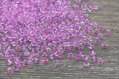 GLOW Glass Beads, 4mm 6/0 Glass Beads, Glow in Dark Transparent Beads with Orchid Lining Beads, Rocailles Beads, Beading Supplies #2407