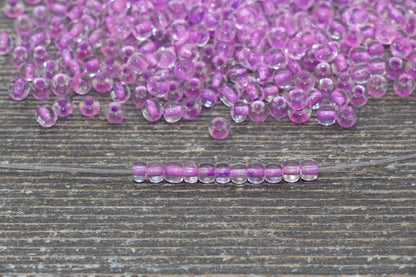 GLOW Glass Beads, 4mm 6/0 Glass Beads, Glow in Dark Transparent Beads with Orchid Lining Beads, Rocailles Beads, Beading Supplies #2407