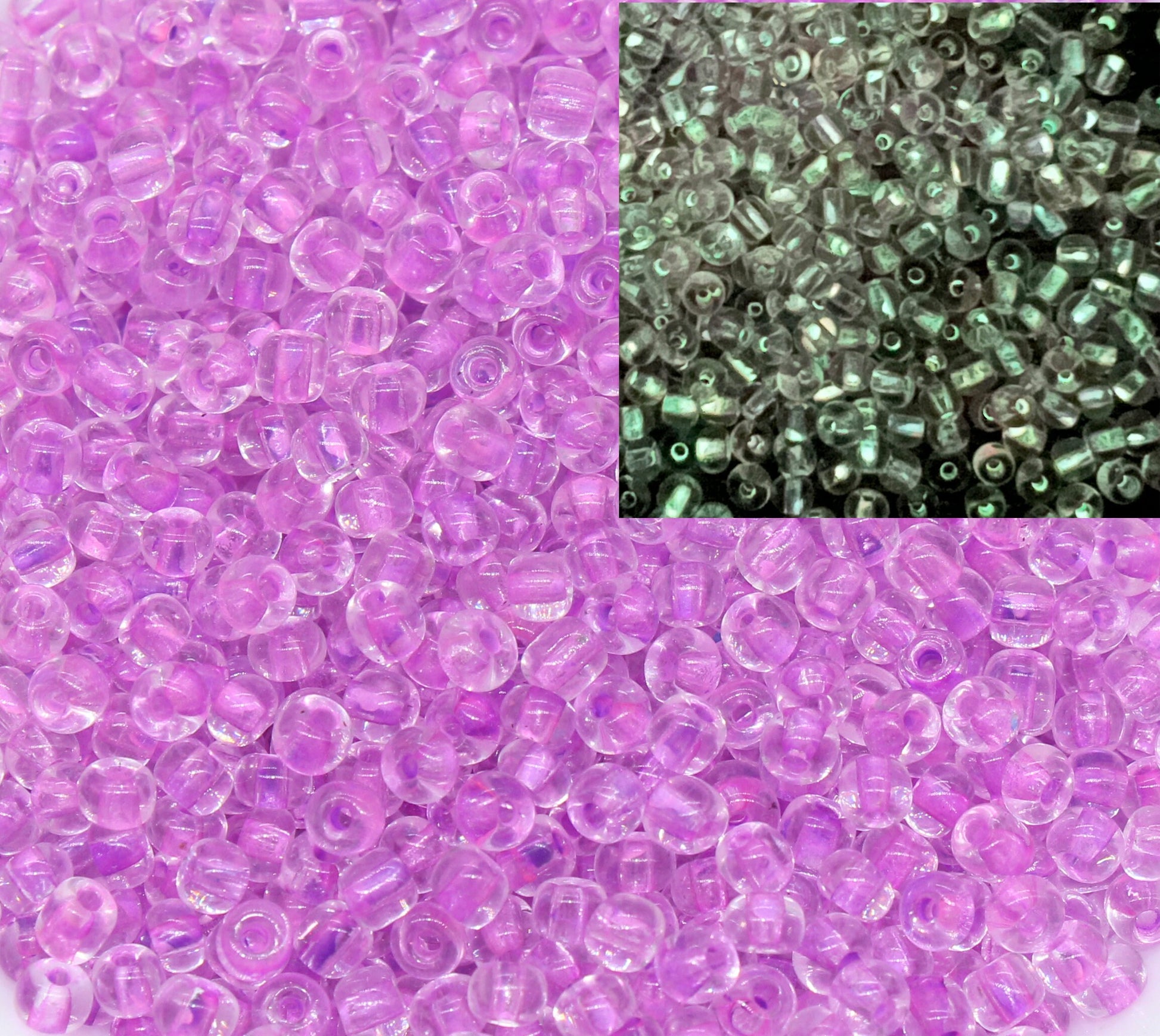 GLOW Glass Beads, 4mm 6/0 Glass Beads, Glow in Dark Transparent Beads with Orchid Lining Beads, Rocailles Beads, Beading Supplies #2407