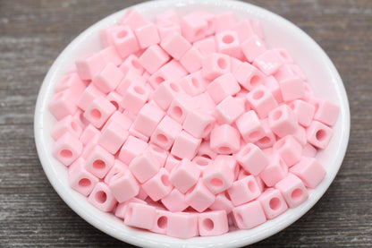 Pink Cube Beads, Acrylic Cube Square Beads, Acrylic Spacer Beads, Pink Cube Beads, Acrylic Blank Cube Beads, Size 7mm #2468