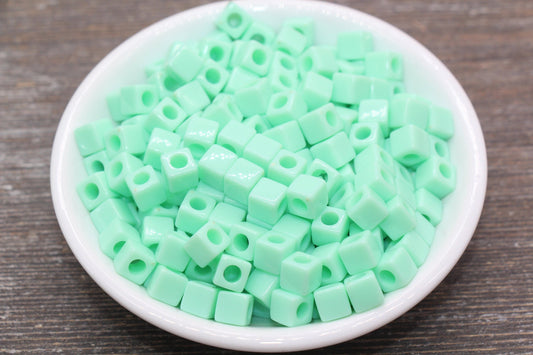 Mint Green Cube Beads, Acrylic Cube Square Beads, Acrylic Spacer Beads, Mint Cube Beads, Acrylic Blank Cube Beads, Size 7mm #2469