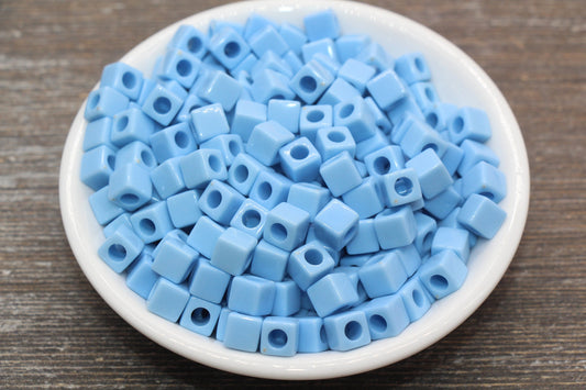 Blue Cube Beads, Acrylic Cube Square Beads, Acrylic Spacer Beads, Blue Cube Beads, Acrylic Blank Cube Beads, Size 7mm #2470