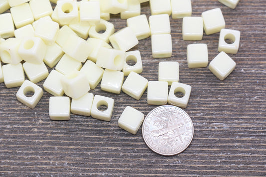 Ivory Cube Beads, Acrylic Cube Square Beads, Acrylic Spacer Beads, Ivory Cube Beads, Acrylic Blank Cube Beads, Size 7mm #2471