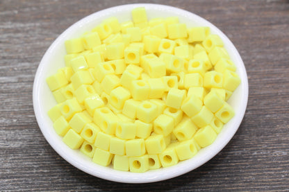 Yellow Cube Beads, Acrylic Cube Square Beads, Acrylic Spacer Beads, Yellow Cube Beads, Acrylic Blank Cube Beads, Size 7mm #2472