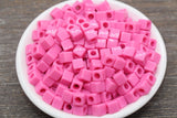 Barbie Pink Cube Beads, Acrylic Cube Square Beads, Acrylic Spacer Beads, Barbie Pink Cube Beads, Acrylic Blank Cube Beads, Size 7mm #2475