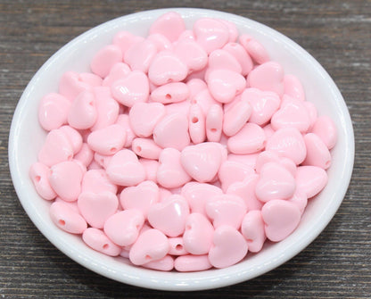 Pink Heart Beads, Pink Acrylic Heart Beads, Chunky Pink Heart Beads, Plastic Heart Shape Beads, Vertical Hole Hearts #2483