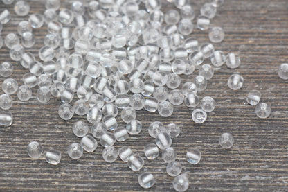 GLOW Glass Beads, 4mm 6/0 Glass Beads, Glow in Dark Transparent Beads with White Lining Beads, Rocailles Beads, Beading Supplies #2495
