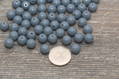 8mm Anchor Gray Gumball Beads, Round Acrylic Loose Beads, Bubblegum Beads, Chunky Beads, Bubble Gum Beads, Smooth Plastic Round Beads #2499