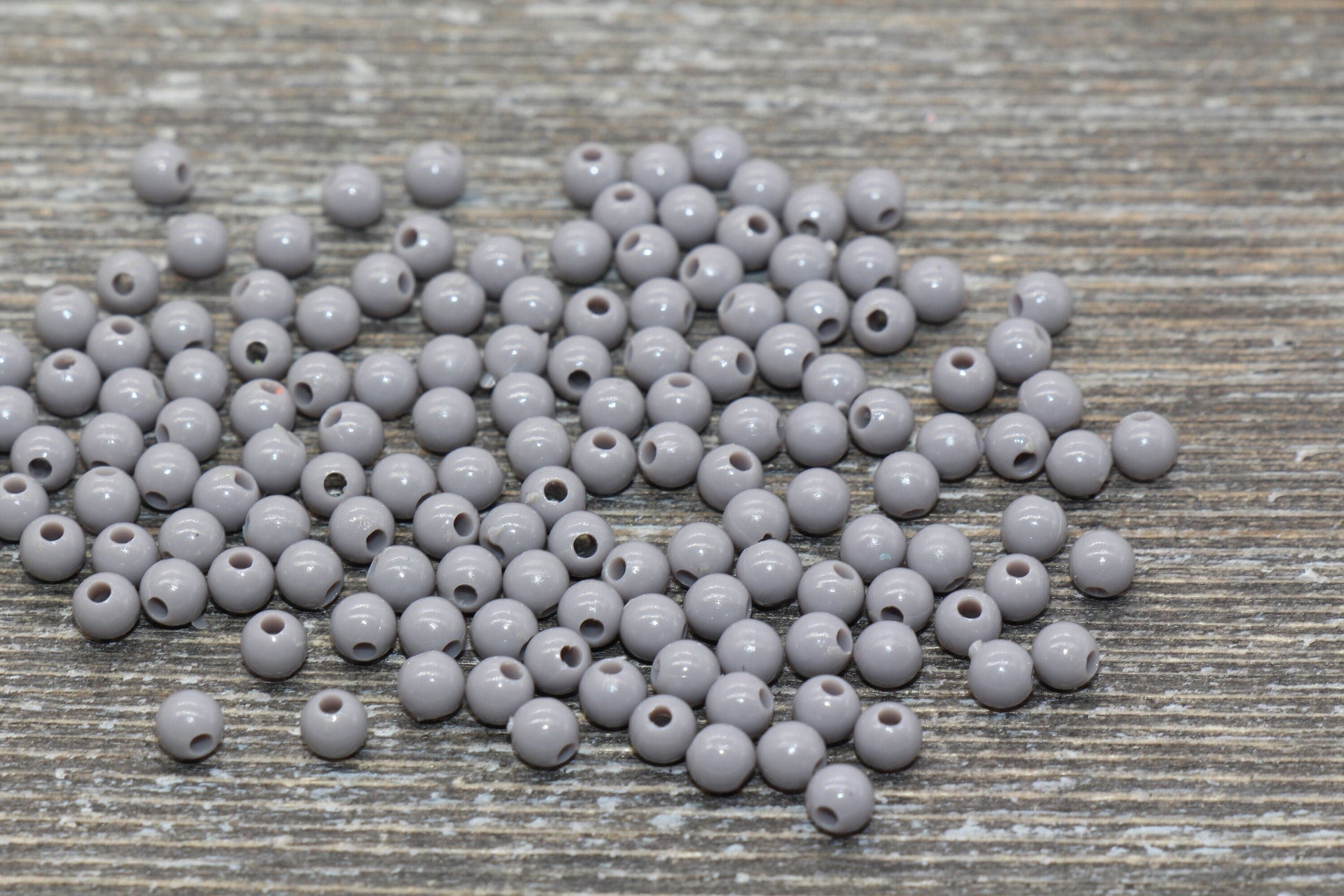 4mm Gray Round Beads, Acrylic Gray Gumball Beads, Gray Round Spacer Beads, Bubblegum Beads, Chunky Beads, Plastic Round Smooth Bead #841