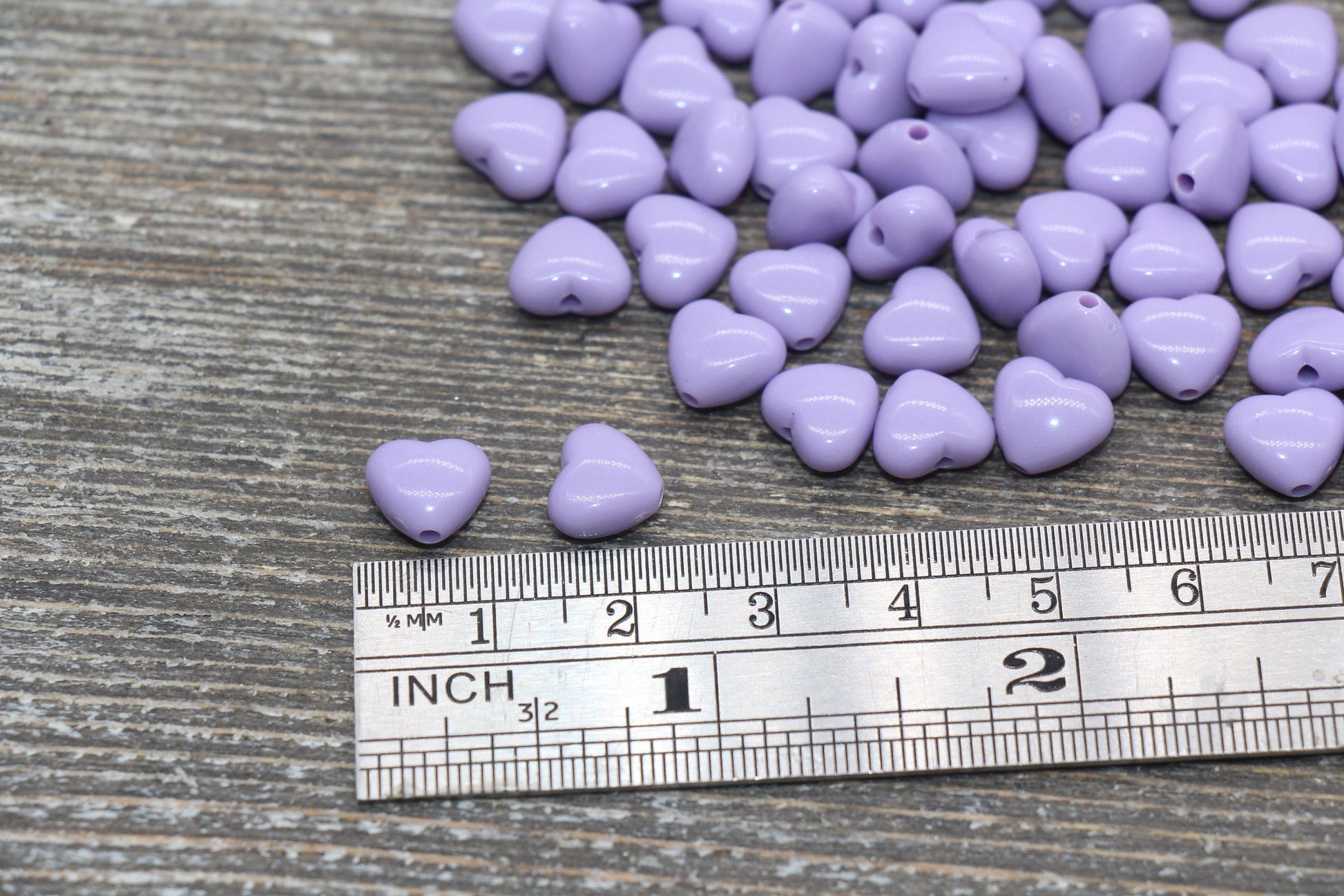 Purple Heart Beads, Lavender Purple Acrylic Heart Beads, Chunky Purple Heart Beads, Plastic Heart Shape Beads, Vertical Hole Hearts #2510