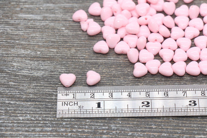 Pink Heart Beads, Pink Acrylic Heart Beads, Chunky Pink Heart Beads, Plastic Heart Shape Beads, Vertical Hole Hearts #2511