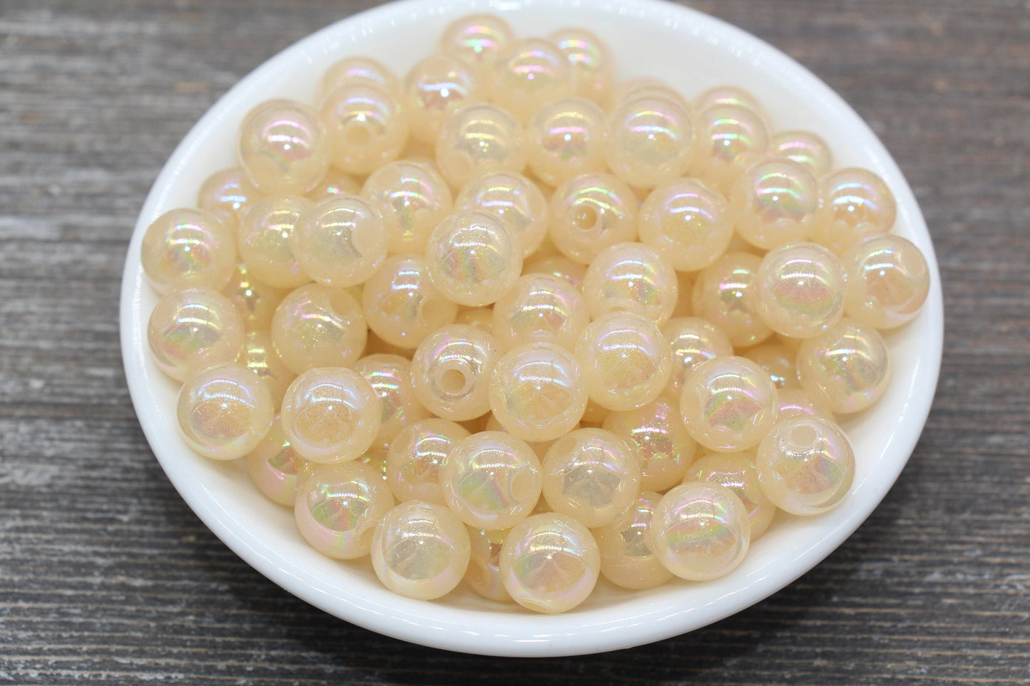 12mm Jelly Ivory AB with Glitter Gumball Beads, Iridescent Acrylic Loose Beads, Bubblegum Beads, Sparkle Glossy Chunky Round Beads #2532