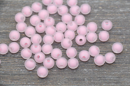 8mm Matte Pink Round Beads, Frosted Pink Acrylic Round Gumball Beads, Bubblegum Beads, Plastic Round Bead, Chunky Beads, #588