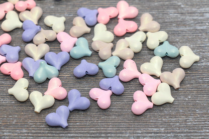 Multicolored Heart Shimmer Beads, Heart Shape Beads, Chunky Heart Beads, Mix Color Beads #50