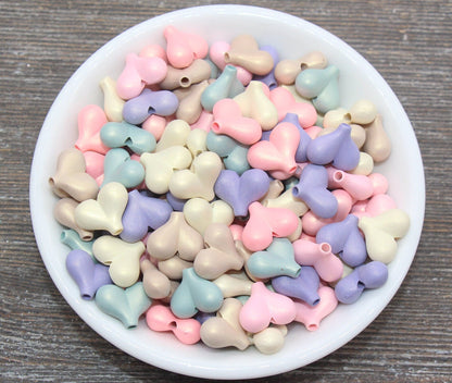 Multicolored Heart Shimmer Beads, Heart Shape Beads, Chunky Heart Beads, Mix Color Beads #50