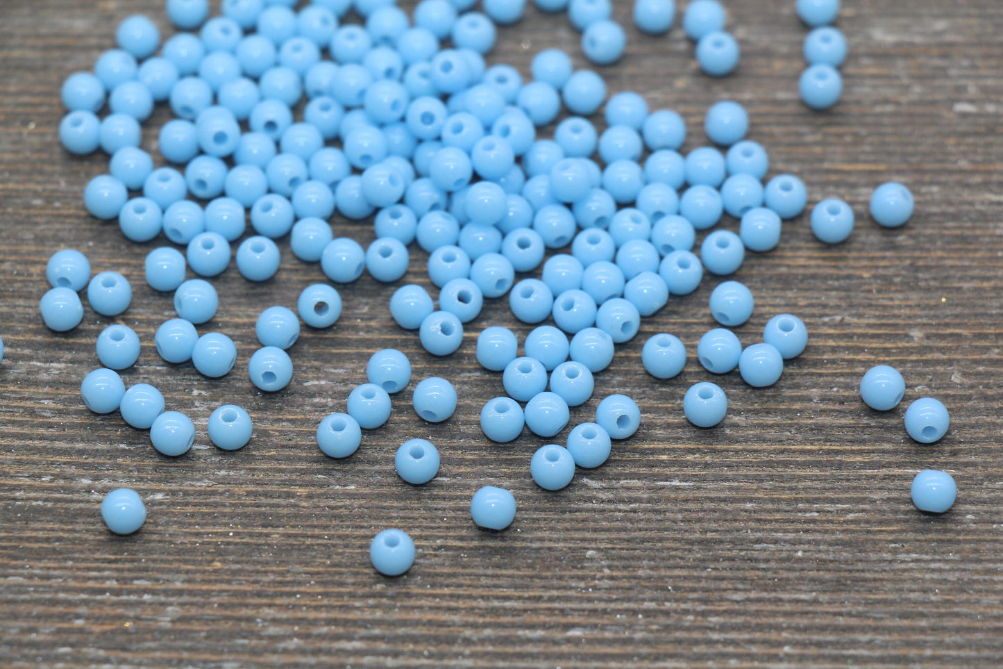 4mm Blue Round Beads, Acrylic Gumball Beads, Blue Round Spacer Beads, Bubblegum Beads, Plastic Round Smooth Bead #1322